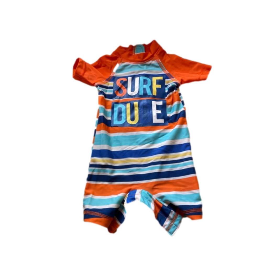 3/$20 George 6-12 month Orange with stripes rash guard for swimming